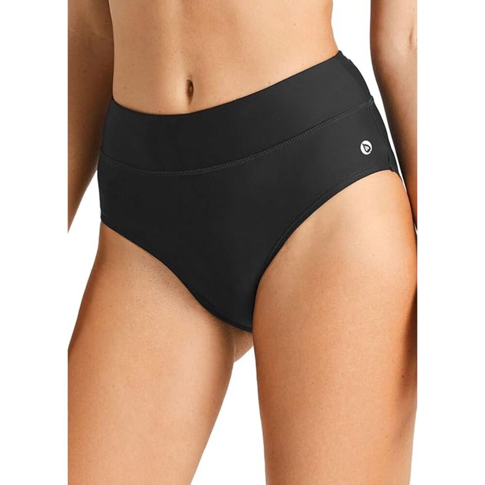 baleaf Women's Full Coverage High Waisted Black Bikini Bottom - Medium
